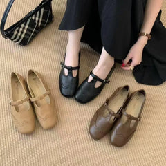 LBSFY -New Style Fashion Women's Flat Loafers Shoes Casual Sneakers Shallow Mary Jane Shoes Sandals Walking Leather Zapatos De Mujer