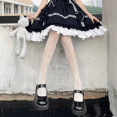 Lbsfy Lolita Girls Cute Pentacle Print Tights Women Sexy Gothic Punk Magical Five-Pointed Star Mesh Fish Net Pantyhose Body Stockings
