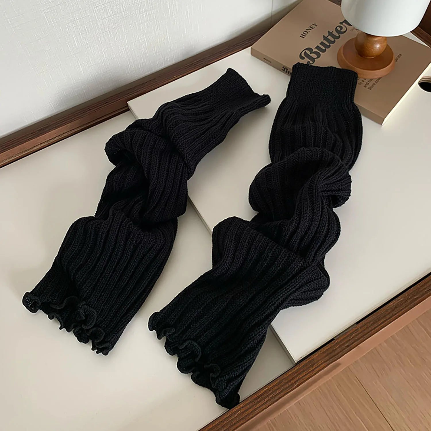 Lbsfy Japanese Jk Long Socks Women Leg Warmers Knitted Warm Foot Cover White Arm Warmer Girls Fashion Y2k Crochet Socks Boot Cuffs