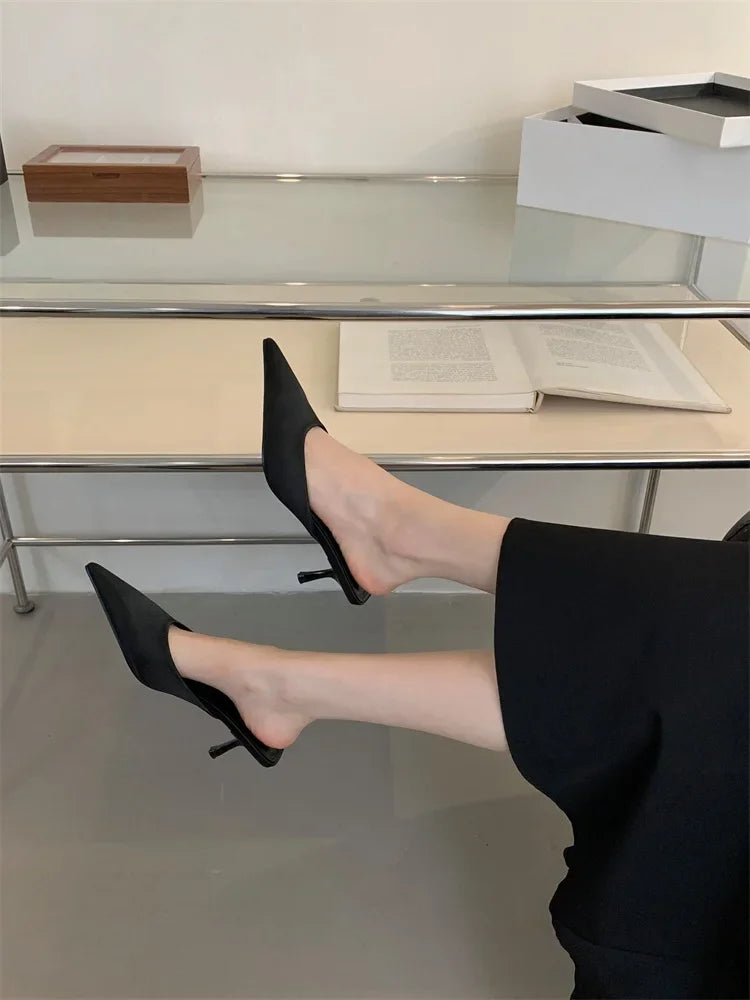 LBSFY -Spring New Leopard Print Women Slipper Pointed Toe Thin Low Heel Sandal Ladies Mules Shoes Zapatos Mujer