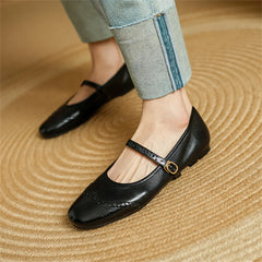 LBSFY  -   Women Mary Jane Ballet Shoes Genuine Leather Flats Woman Classic Round Toe Fashion Street Flats Ladies Soft Loafers