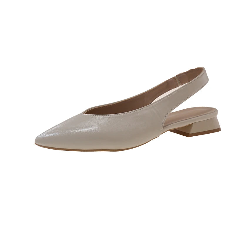LBSFY -Summer New Women High Heel Sandals Fashion Pointed Toe Shallow Slip on Ladies Elegant Slingback Shoes Thin Med Heel Dress Mules