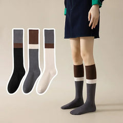 Lbsfy Milk White Women Stockings Long Socks Stockings Winter Women Harajuku Vintage Cotton Knitting Knees Socks Soxs JK Japanese Girls