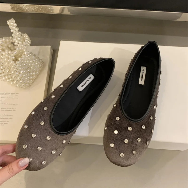 LBSFY  -  New Brand Women Flat Shoes Fashion Polka Dots Round Toe Shallow Slip On Boat Shoes Outdoor Dress Single Shoes