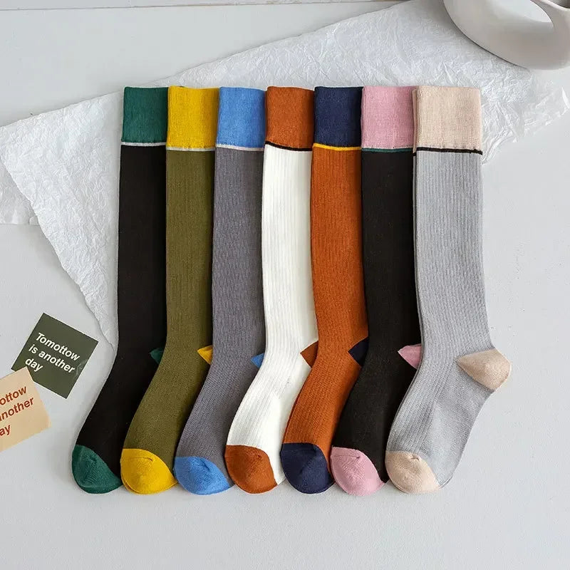 Lbsfy Women Long Socks Stockings Solid Color Japanese Fashion Knee Socks Stockings JK Lolita Girls Knee High Socks Stockings Women