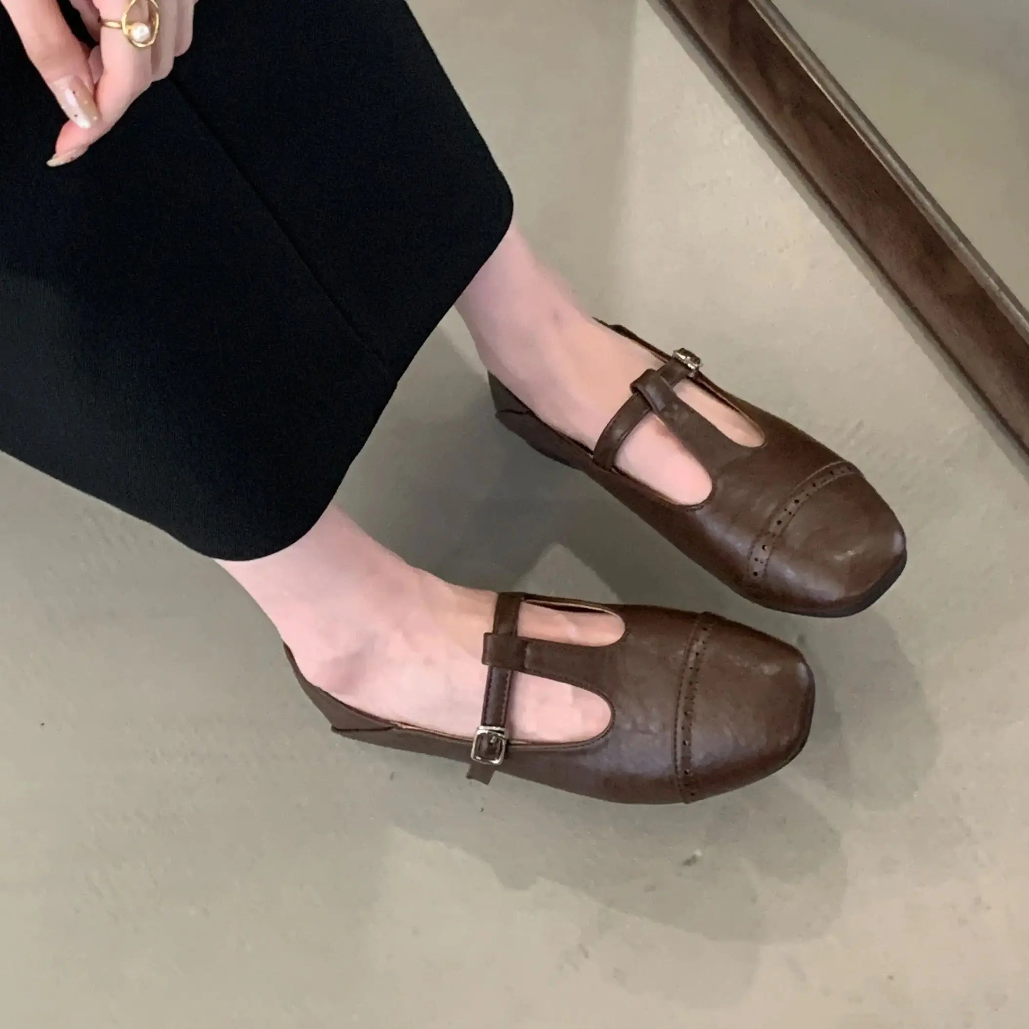 LBSFY - Brand New Women Flats Fashion Round Toe Shallow Mary Jane Shoes Soft Casual Ballet Shoes Slingback Shoes Size35-40 Muje