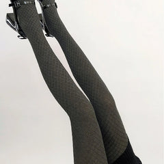 Lbsfy Black Grey Tights Stockings Women High Waist Elastic Pantyhose Solid Color Plaid Jacquard Cotton Leggings Ladies Basic Tights