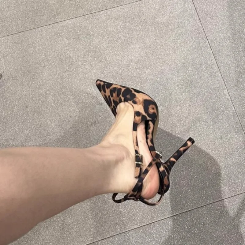 LBSFY  New Summer Pointy Leopard Print Brand Design Female High Heels Temperament Party Party Female Sandals  Women Sandals