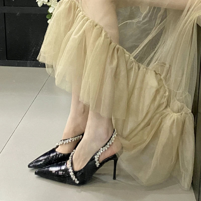 Lbsfy Luxury Rhinestone Sexy High Heels Party Shoes Party Shoe Pointed Toe Pumps Ladies Elegant Fashion Crystal Designer Sandals Women