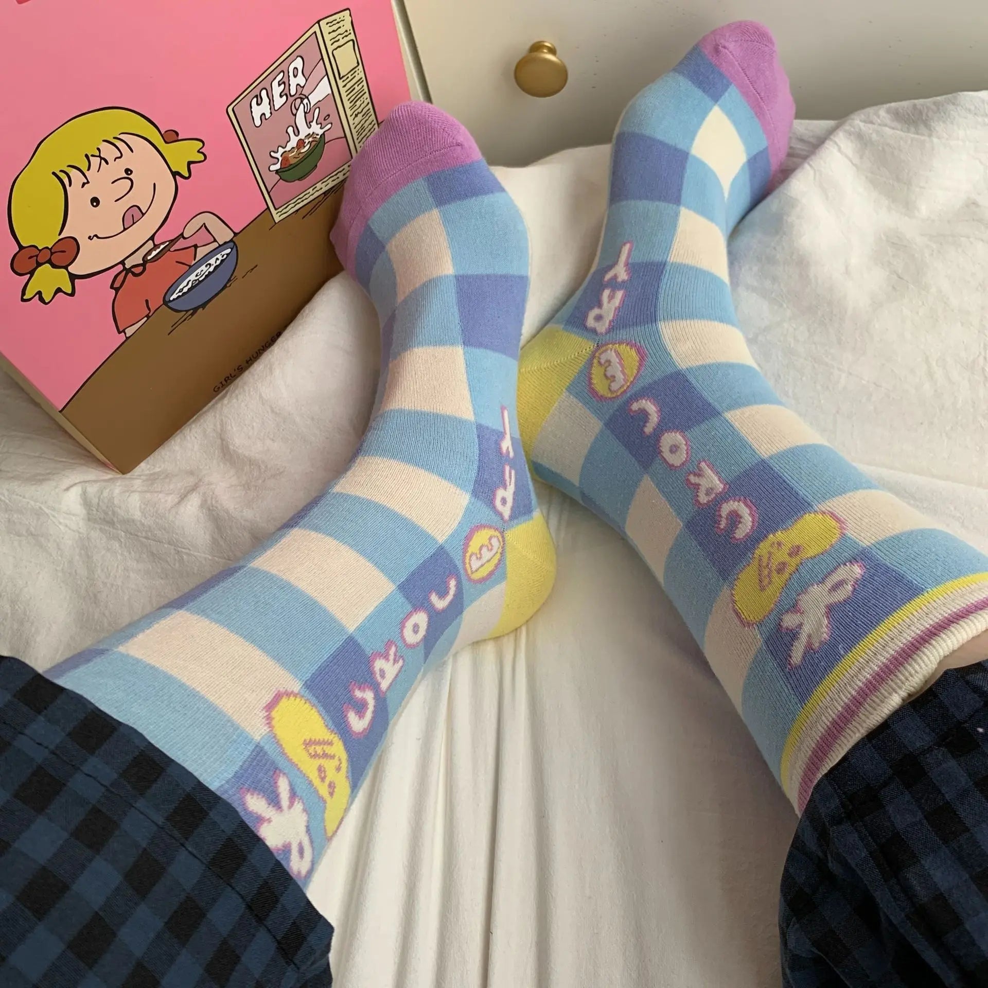 Lbsfy Women Little Tomato Socks Female Korean Mid-tube Ins JK Girls Cute Kawaii Cartoon All-season Casual Comfortable Cotton Socks