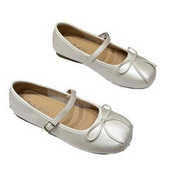 LBSFY -Women's 2025 Women's Flat Leather Shoes with Mary Jane's New Summer Style Pleated Bow All-match Single-layer Shoes