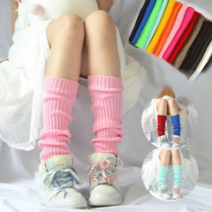 Lbsfy Candy Color Sweet Girl Leg Warmers NEW Korean Knitted Foot Cover Women Solid Color Autumn Winter Stylish Elastic Long Tube Sock