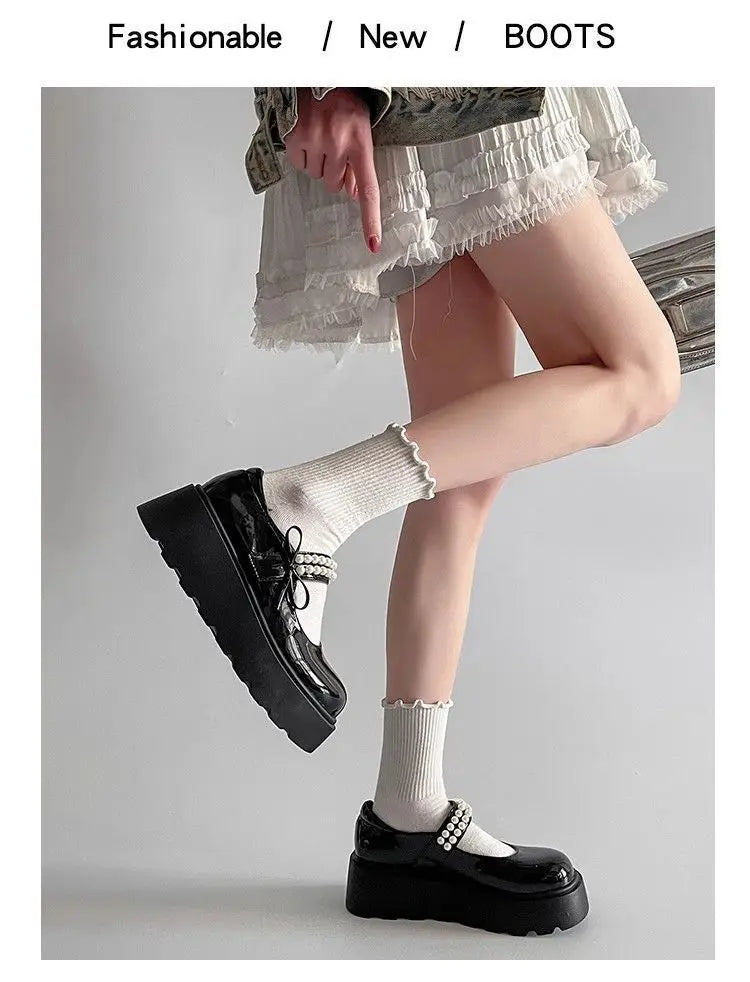 LBSFY -2025 New Fashion Retro Spring Autumn Japanese Women Mary Janes Shoes Bow Platform Single Lolita Shoes Women's Ballerinas Tacones