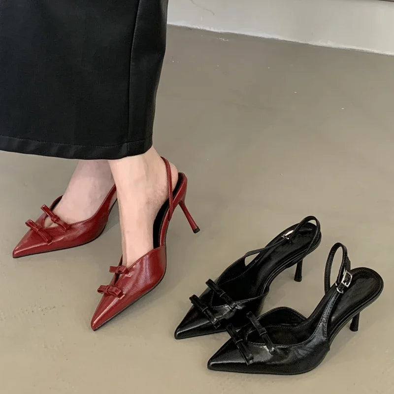 LBSFY -Spring Fashion Butterfly-knot Buckle Strap Women Pumps Sexy Pointed Toe Thin High Heels Party Wedding Shoes Zapatillas De Mujer