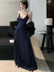 LBSFY -Elegant Backless V-Neck Split Party Dress Sexy Slim Luxury Gown Evening Dresses Fashion Robe Birthday Party Autumn Spring New