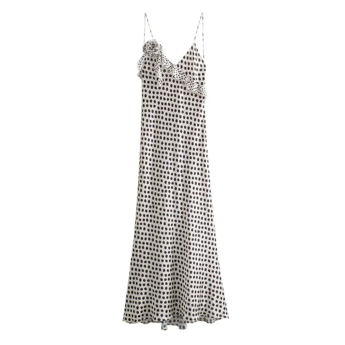 LBSFY -Women's Polka Dot Layered Decorative Satin Sleeveless Suspender Dress Ruffle Slim Chic Party Dress Fashion Female Clothing