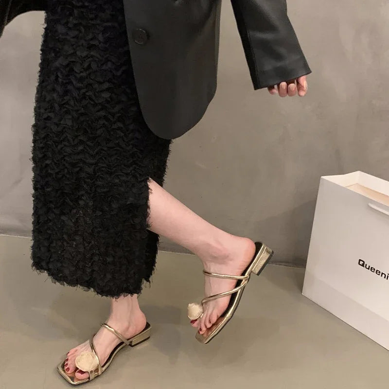 LBSFY  -  Designer Summer Women Slippers Fashion Clip Toe Thick Heel Slides Ladies Outdoor Slip On Beach Vacation Sandalias