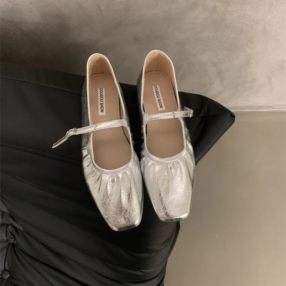 LBSFY -New Brand Women Flats Fashion Square Toe Shallow Mary Jane Shoes Soft Casual Ballet Shoes Slingback Shoes Mujer