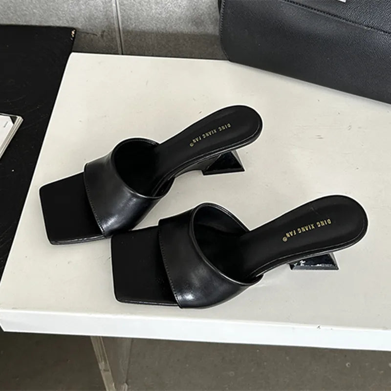LBSFY -Brand New Women Slipper Summer Outdoor Sandals Square High Heel Slip On Flip Flop Mujer