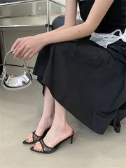 LBSFY -Summer Street Style Design Breathable Women Slippers Sexy Pointed Toe Thin High Heels Banquet Prom Mesh Shoes