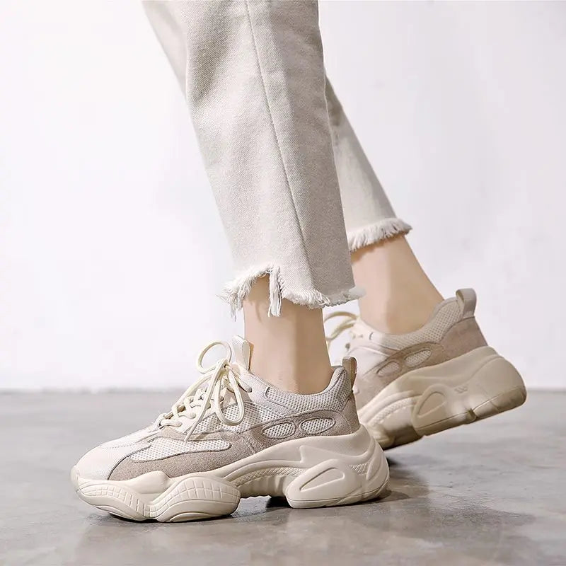 LBSFY  -  2024 New Arrival Women Sneakers Ladies Casual Shoes Lace Up Platform Flats Spring Summer Mesh Breathable Lady Footwear