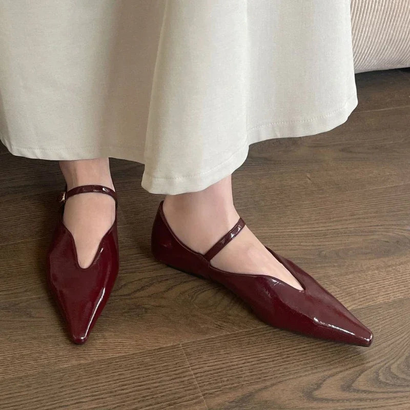 Lbsfy Fashion Comfort Shallow Flat Shoes Women Pointed Toe Elegant Office Shoes Buckle Strap Designer Footwear Female Zapatos De Mujer