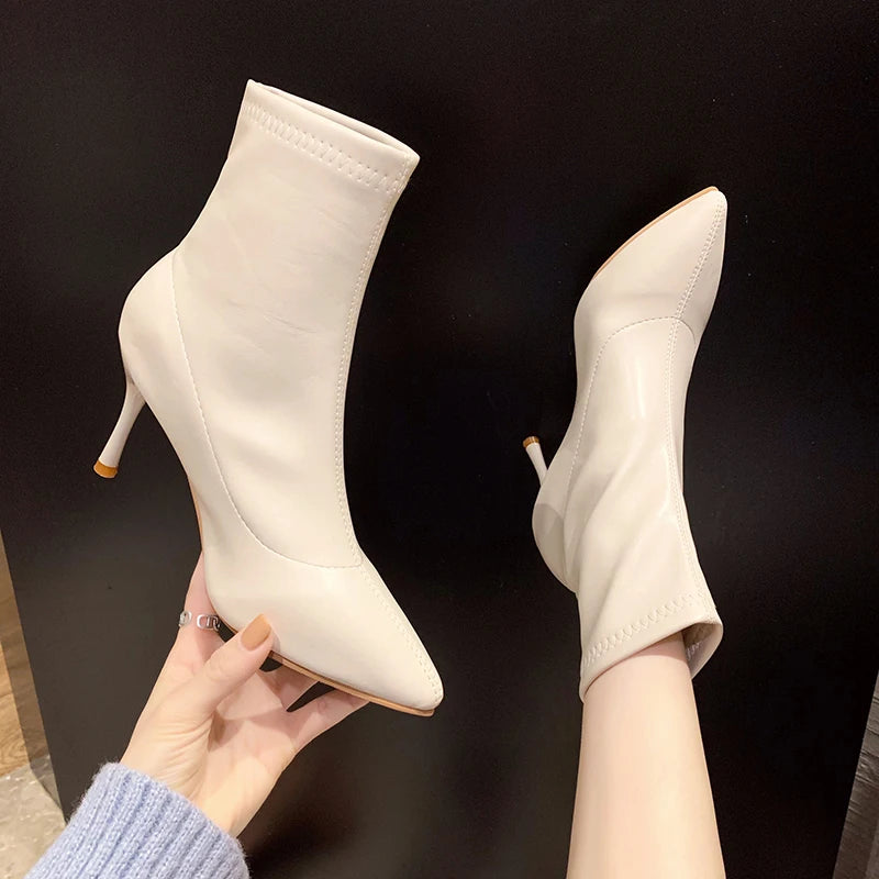 LBSFY -New Style Luxury Women's Fashion Ankle Boots Pointed Toe Stretch Boots Autumn Stiletto Socks Boots High Heels Ladies Shoes