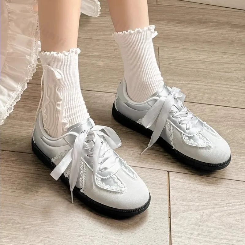 LBSFY -Autumn Women Ballet Flats 2025 New Fashion Vintage Casual Shoes Non-slip Retro Lace Up Outdoor Leisure Shoe Vulcanized Shoes
