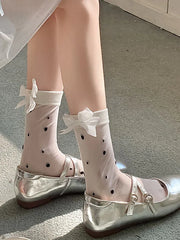 Lbsfy Women's Socks Spring Summer Thin Transparent Glass Wire Socks New Ballet-style Fashion Socks Long Tube Pile Socks Lace Wholesale