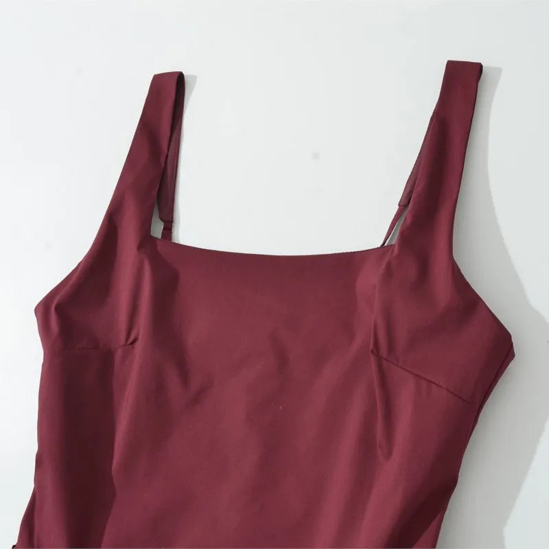 LBSFY -French Retro Style A-line Backless Strap Dress Solid Color Eleagant Chic Square Collar Party Dress New Female Vestidos