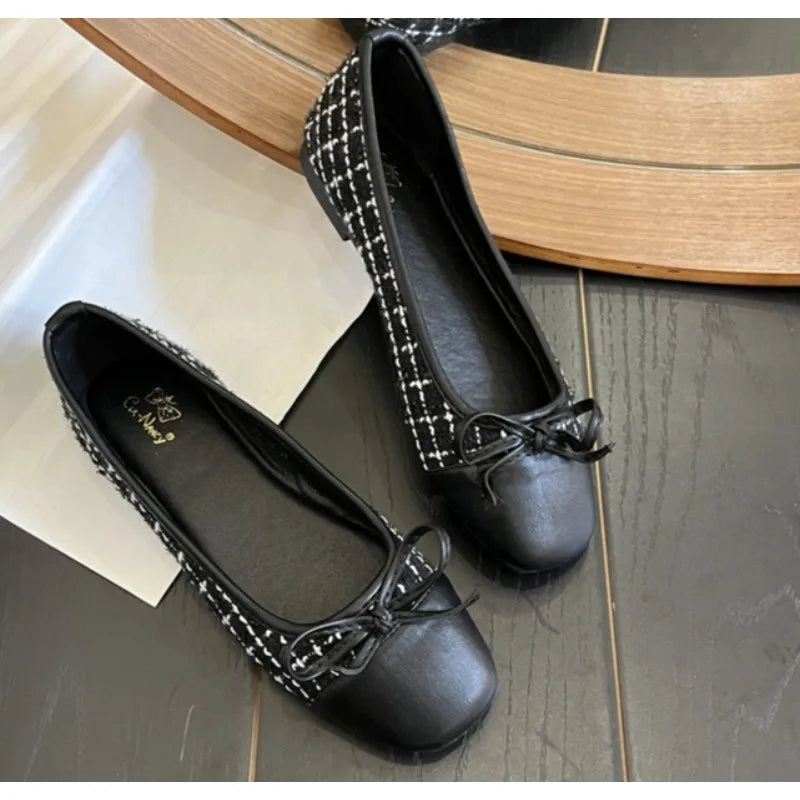 LBSFY -Women's New Ballet Shoes Leather Round Head Women's Shoe Flat Casual Classic Breathable Ladies Single Shoes
