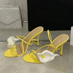 LBSFY -Summer Sexy Flower Narrow Band Women Sandals Street Style Open Toe Thin Heels Party Prom Shoes