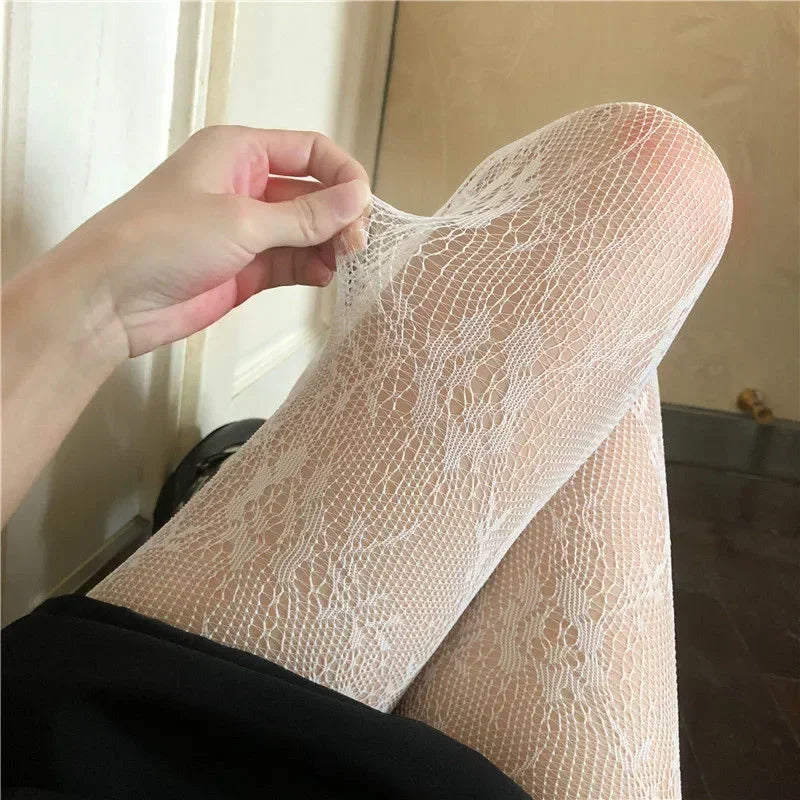 Lbsfy Fishnet Mesh Lace Pantyhoses  Flower Stockings Women Sexy Floral Rattan Leggings Gothic Mesh Hollowed Hosiery Female Tights