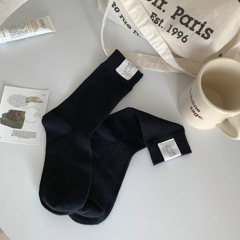 Lbsfy Women's Socks Korean Style Trendy Breathable Casual Dots Cartoon Crew Socks For Girls Novelty Color Warm Socks Comfortable Soft