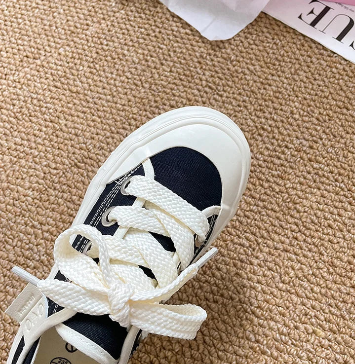 LBSFY  -  Canvas Shoes Women Platform Sneakers Ins Fashion Designer Female Vulcanize Shoes Round Toe Flat Shoe Low-top Casual Ladies Shoes
