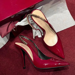 LBSFY  -  Temperament Thin Heel Toe Sandals for Spring and Summer Fashion Show, New Metal Letter Shallow Mouth Pointed High-Heeled Shoes