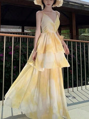 LBSFY -Summer Elegant Sexy Long Dresses For Women Spaghetti Strap Sleeveless Backless Beach Holidays Vestidos Evening Party Dress New