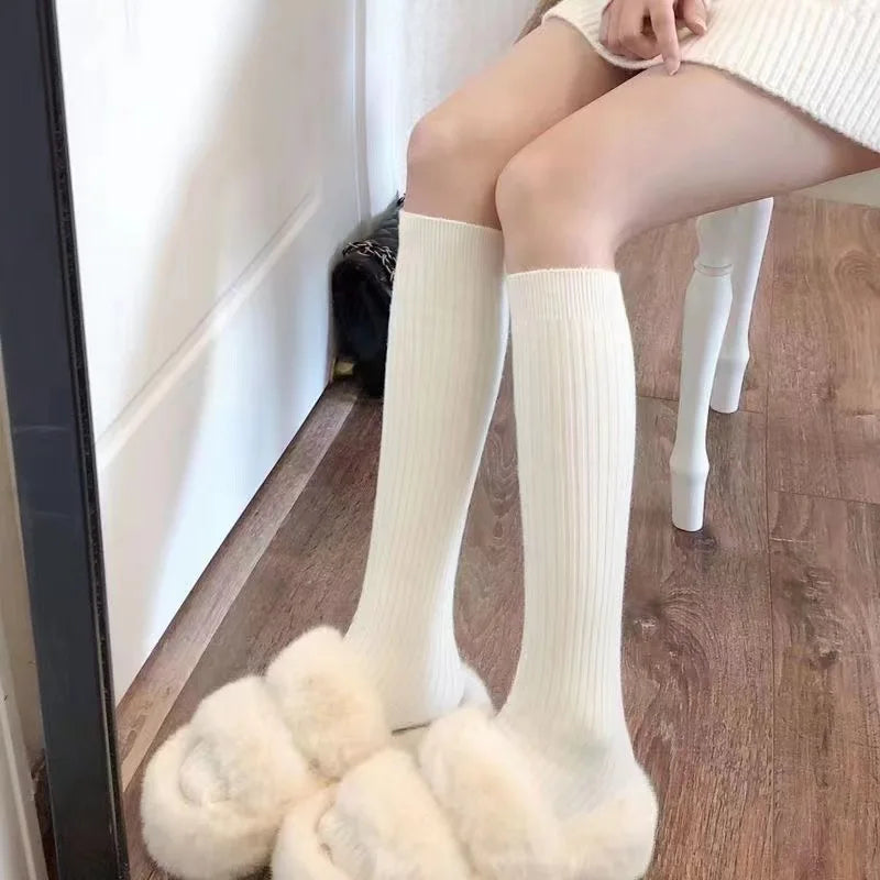 Lbsfy Stockings Winter Solid Color Thigh High Medias Over The Knee Cute Lolita Socks Woman Thick Warm Stockings Long Leg