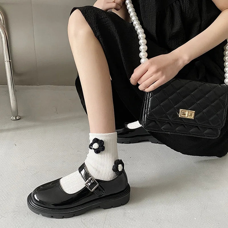 LBSFY -Women Black Lolita Shoes Casual Platform Mary Janes Heels Women Vintage Pumps for Women College Student Low Heel Women's Shoes