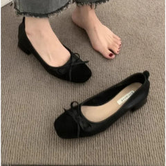 LBSFY -New Women Cute Ballerina Low Heel Shoes Lady Slipony Butterfly Knot Vintage Kawaii Mocasines Loafers Girl Lolita Mom Shoes