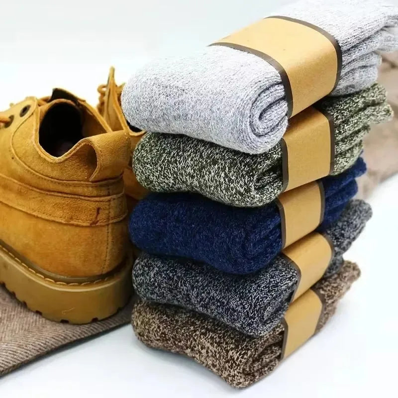 Lbsfy Winter Merino Wool Socks for Men Super Thick Warm High Quality Harajuku Retro Snow Casual Antifreeze Cashmere Socks Men 3 Pair