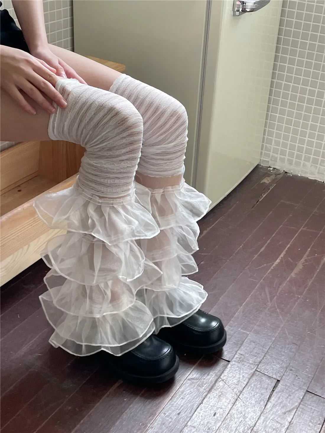 Lbsfy Japanese Sexy Women Over The Knee Leg Cover Lace Ruffles Leg Socks Party Y2K Women Punk Harajuku Leg Warmers JK Accessories