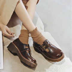 LBSFY  -  Vintage Block Women's Shoes Thick Sole Sen Women's Japanese Mary Jane Single Shoes Cute Big Head JK Small Leather Shoes