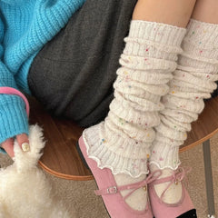 Lbsfy Cute Colorful Point Leg Warmers Y2k Women  Ankle Covers Warm Thickened Cashmere Knitted  Leggings Socks Calf Socks Leg Covers