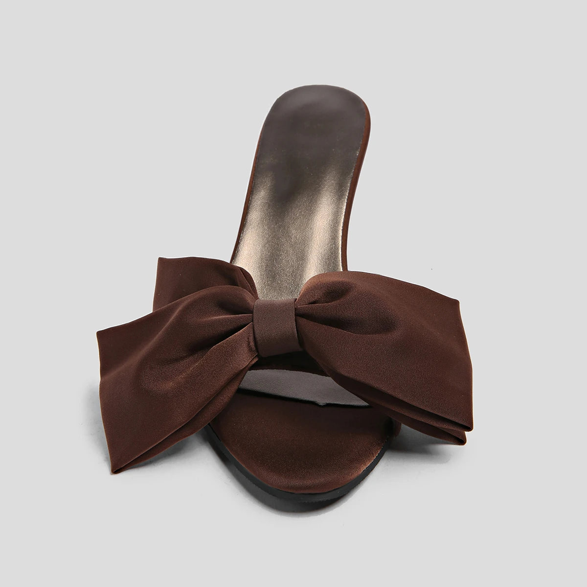 LBSFY -New Arrival Silk Butterfly-knot High heels Women Slippers Square toe Mule Slippers Slides Party Pumps shoes
