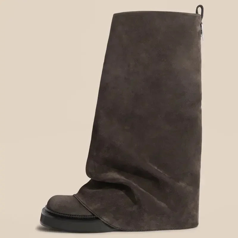 LBSFY  -  European and American Trendy Pants Boots with High Sleeves and Thick Heels, Fashionable Motorcycle Boots, Women's Runway Boots