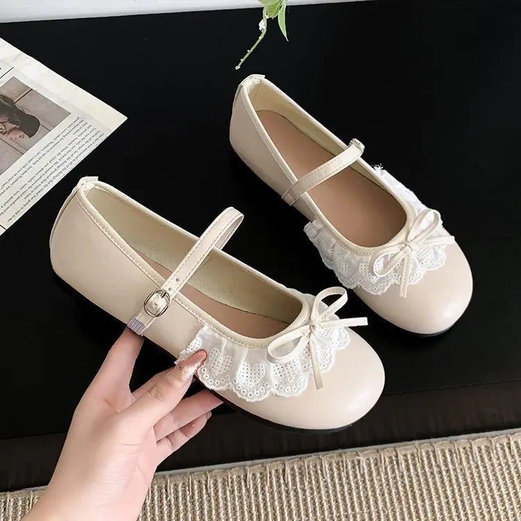 LBSFY -2025 Autumn Lace Women Mary Jane Shoes Fashion Shallow Round Toe Lolita Shoes Ladies Elegant Outdoor Single Shoes Women Loafers