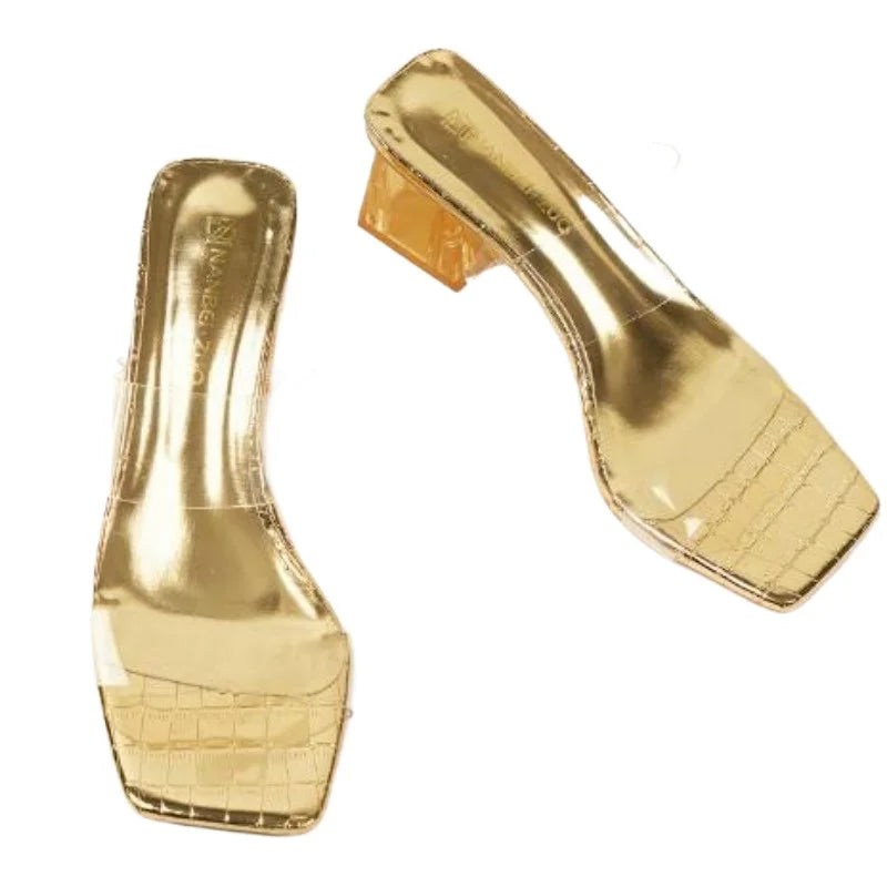 LBSFY -Plus Size 35-43 women's Shoes Summer Concise Slippers Square Toe Shallow Slippers High Quality Luxury Slippers