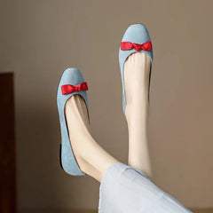 LBSFY  -  4 Colors Plus Size 34-43 New Suede Leather Women Flats Bowtie Spring Summer Ladies Flat Shoes Basic Slip On Footwear
