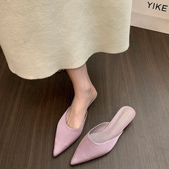 LBSFY  Summer Fashion Pointed Toe Mules Women Slippers Casual Dress Street Style Slides Ladies Slip On Shoes